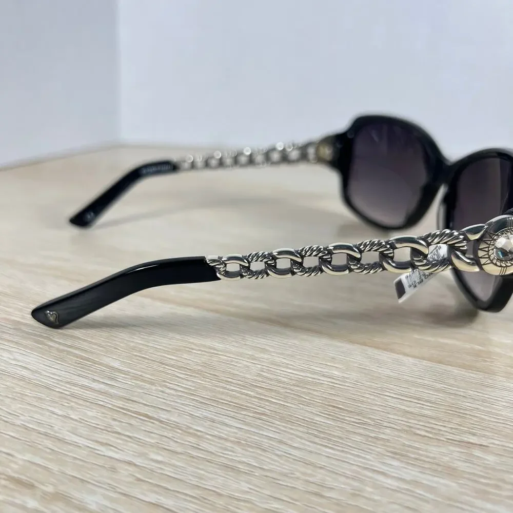 Brighton A12393-125 Fortino Sunglasses Black Silver Chain Link 56-15